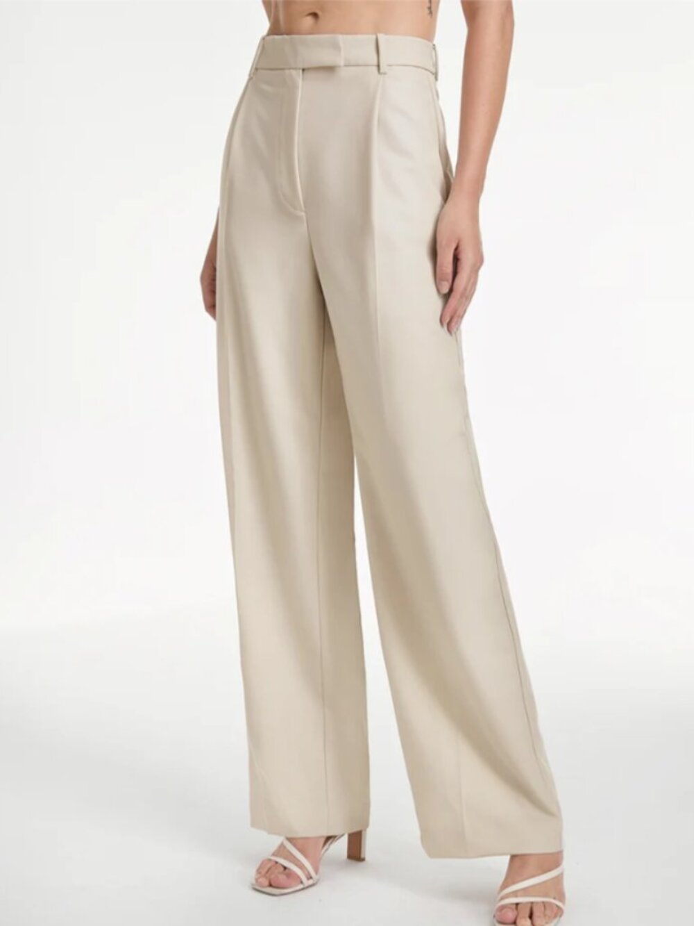 Commense High Waisted Relaxed Fit Wide Leg Dress Pants - M